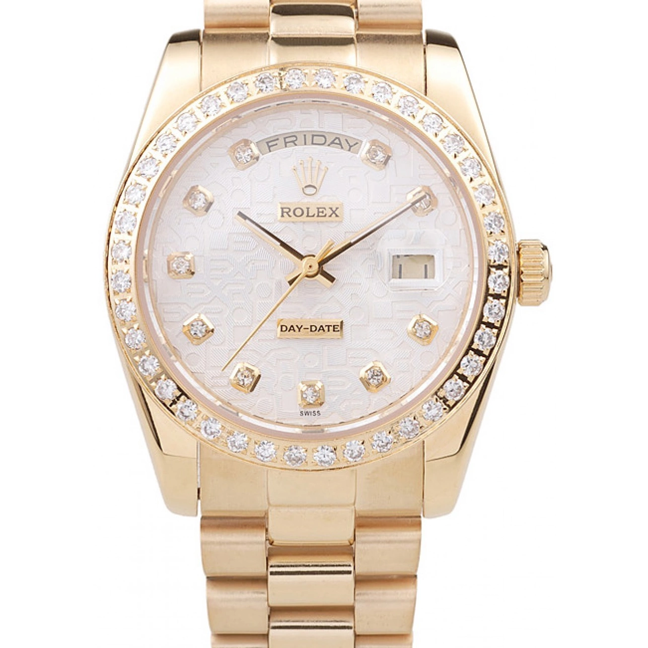 Best AAA Replica Sites Steel Yellow White Rolex Plated Dial Gold 18k Day-Date Stainless 0718
